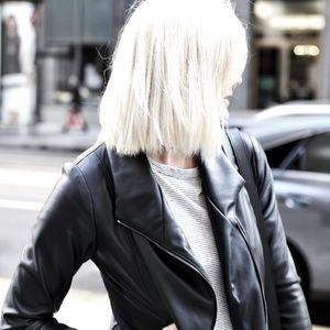 Brevity Power Grey Leather Jacket